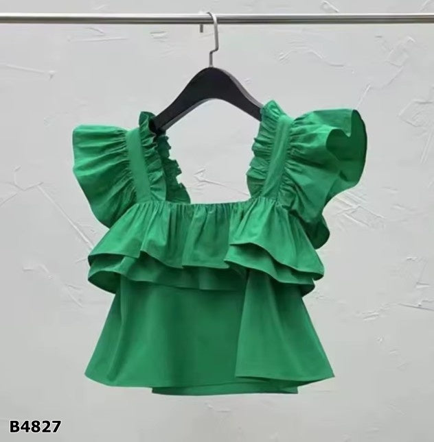 Blusa de volantes rosa o verde