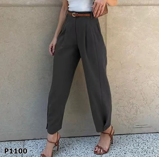 Pantalón negro formal con faja café