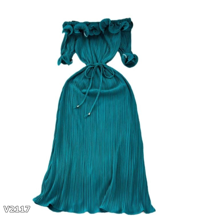 Vestido largo azul o rojo vino off shoulder