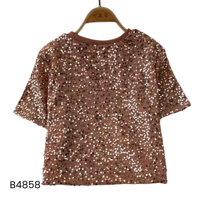 Blusa manga corta lentejuelas roja o beige