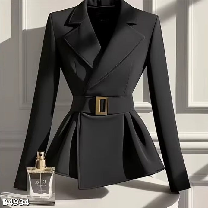 Blusa negra manga larga con fajón