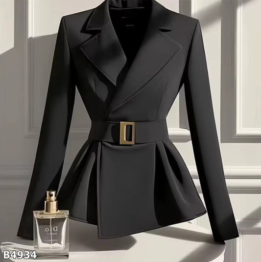 Blusa negra manga larga con fajón