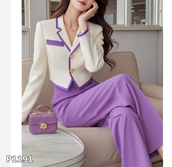 Set morado de dos piezas pantalón y blazer