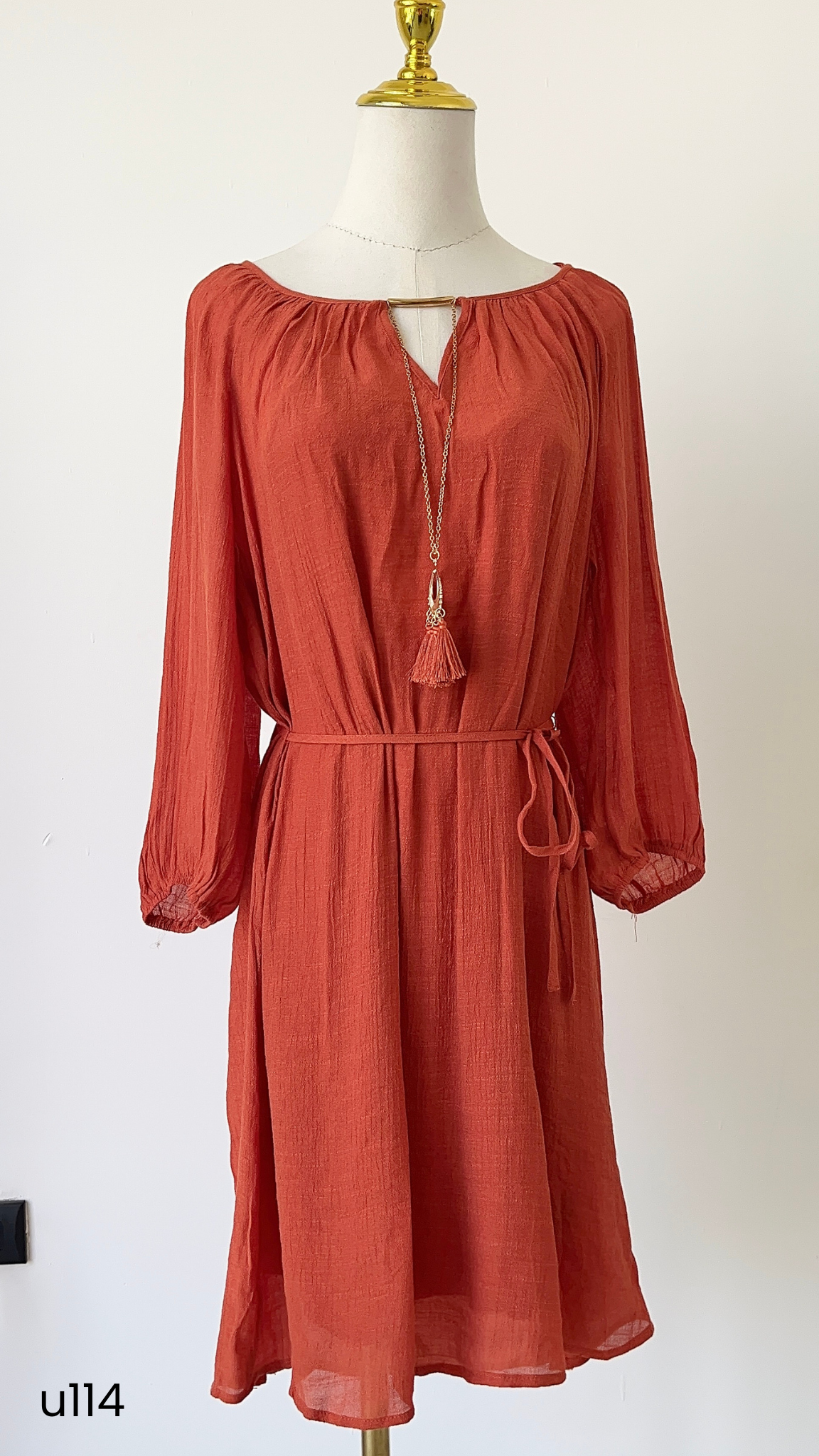 Vestido en lino color naranja