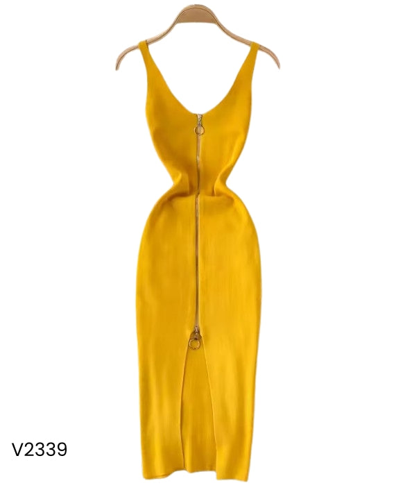 Vestido de tirantes rojo o amarillo con zipper