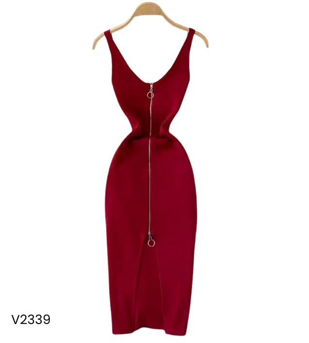 Vestido de tirantes rojo o amarillo con zipper