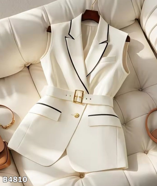 Chaleco beige con fajón