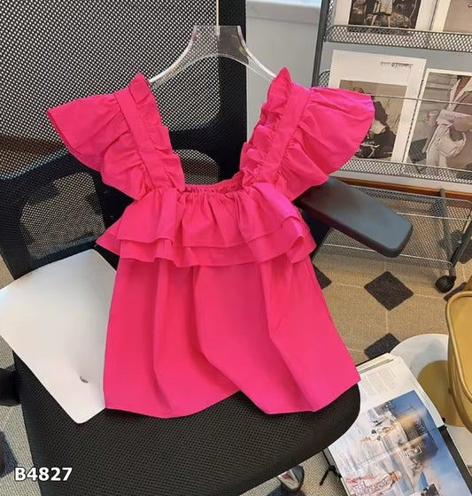Blusa de volantes rosa o verde