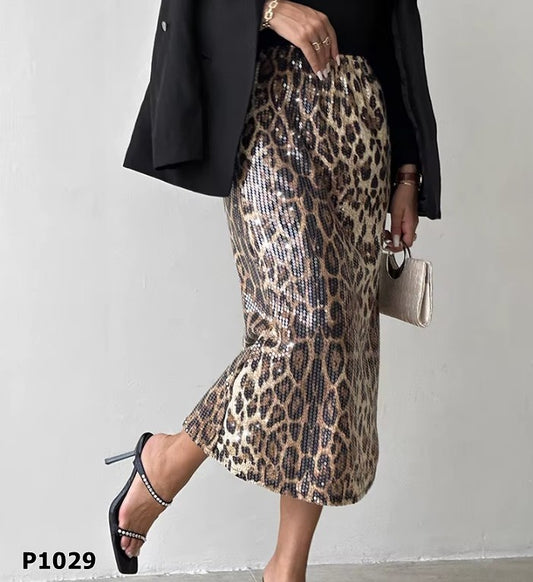 Falda animal print con lentejuelas