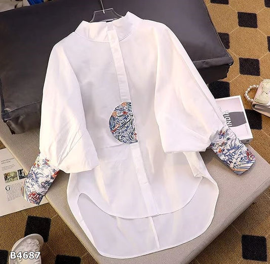 Blusa manga larga blanca con bordado
