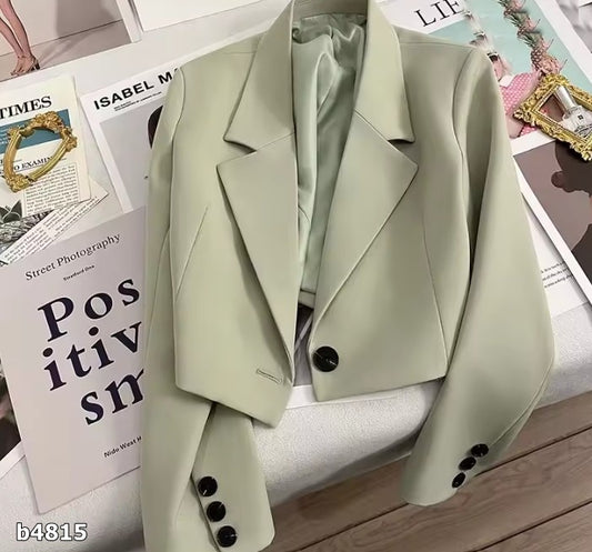 Blazer tipo crop top manga larga verde