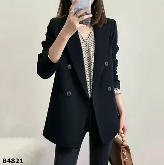 Blazer negro formal manga larga de botones