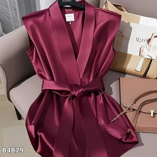 Blusa ocre satinada formal