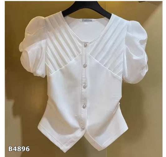 Blusa manga corta blanca