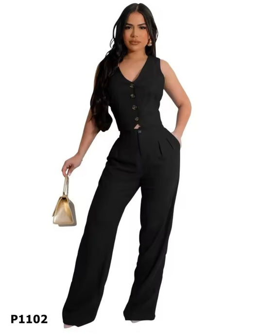 Set negro de dos piezas pantalón y chaleco