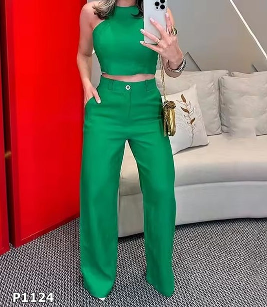 Set verde pantalón y top