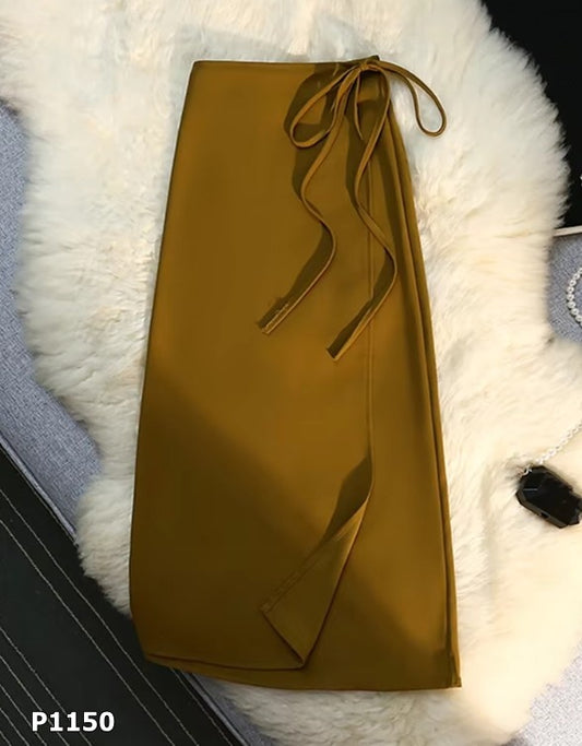 Falda larga verde olivo