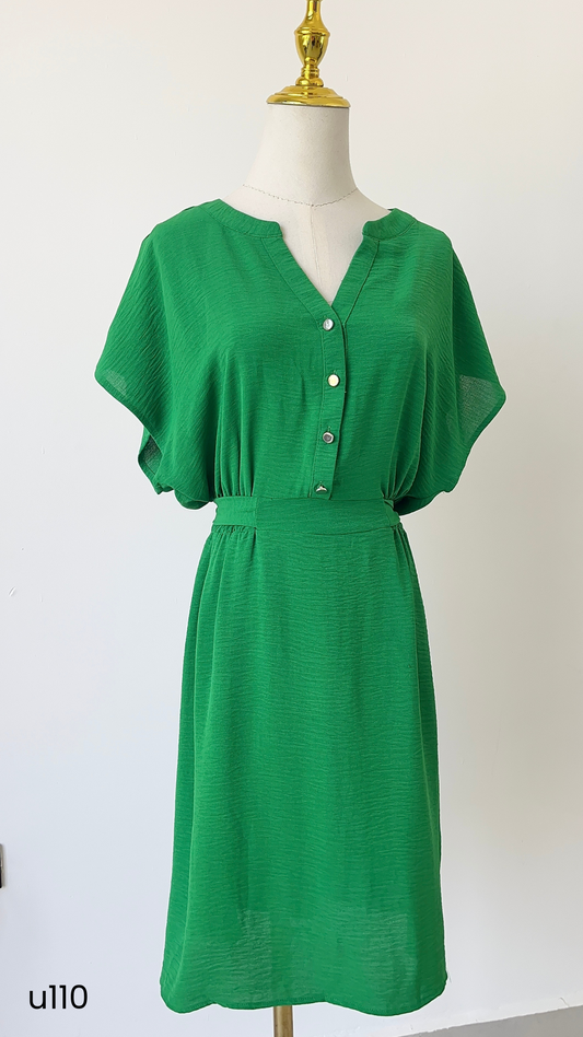 Vestido verde corte en linea A
