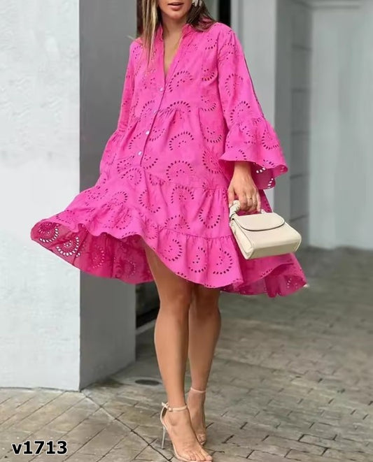 Vestido corto rosa de algodón