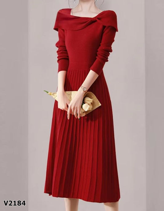 Vestido de tela de punto rojo corte campana