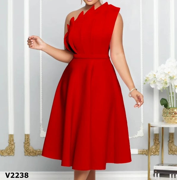 Vestido one shoulder rojo o blanco corte campana